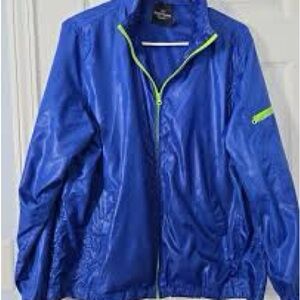 Faded glory Blue/ Green full zipper pockets long sleeve windbreaker jacket 2X